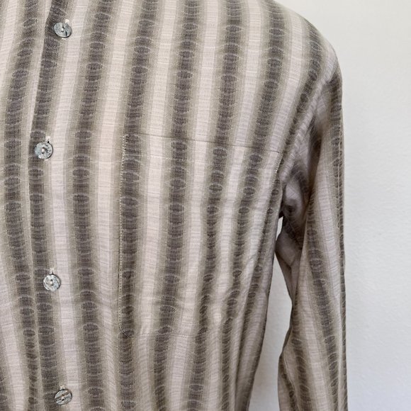 Jhanes Barnes - Nehru Style - Striped Long Sleeve Shirt - Size Medium - Picture 4 of 8